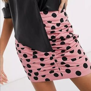 Stradivarius Ruched pink mini skirt